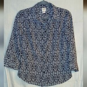Covington Patterned Button Down Blouse